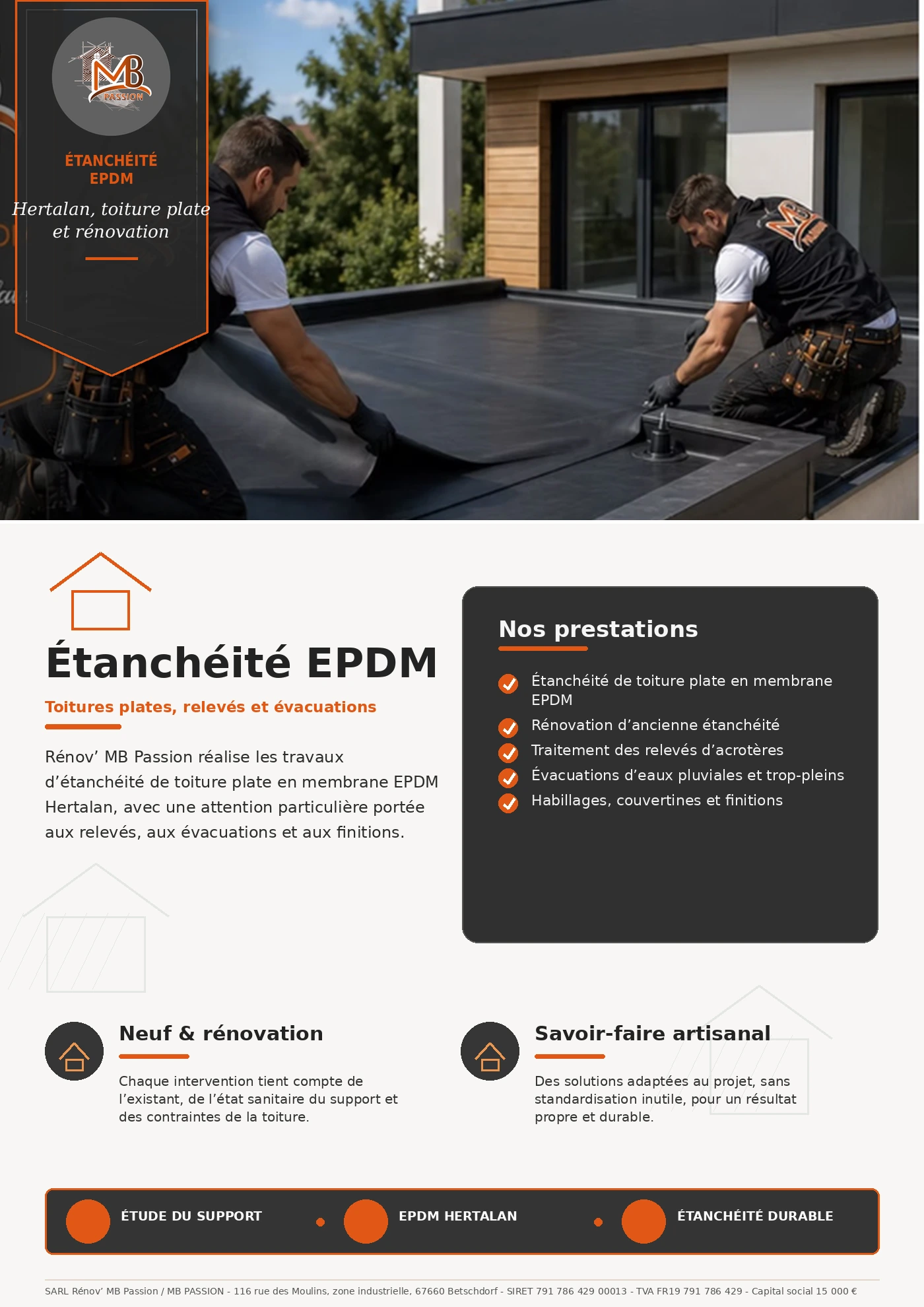 Étanchéité EPDM Hertalan - fiche visuelle Rénov MB Passion