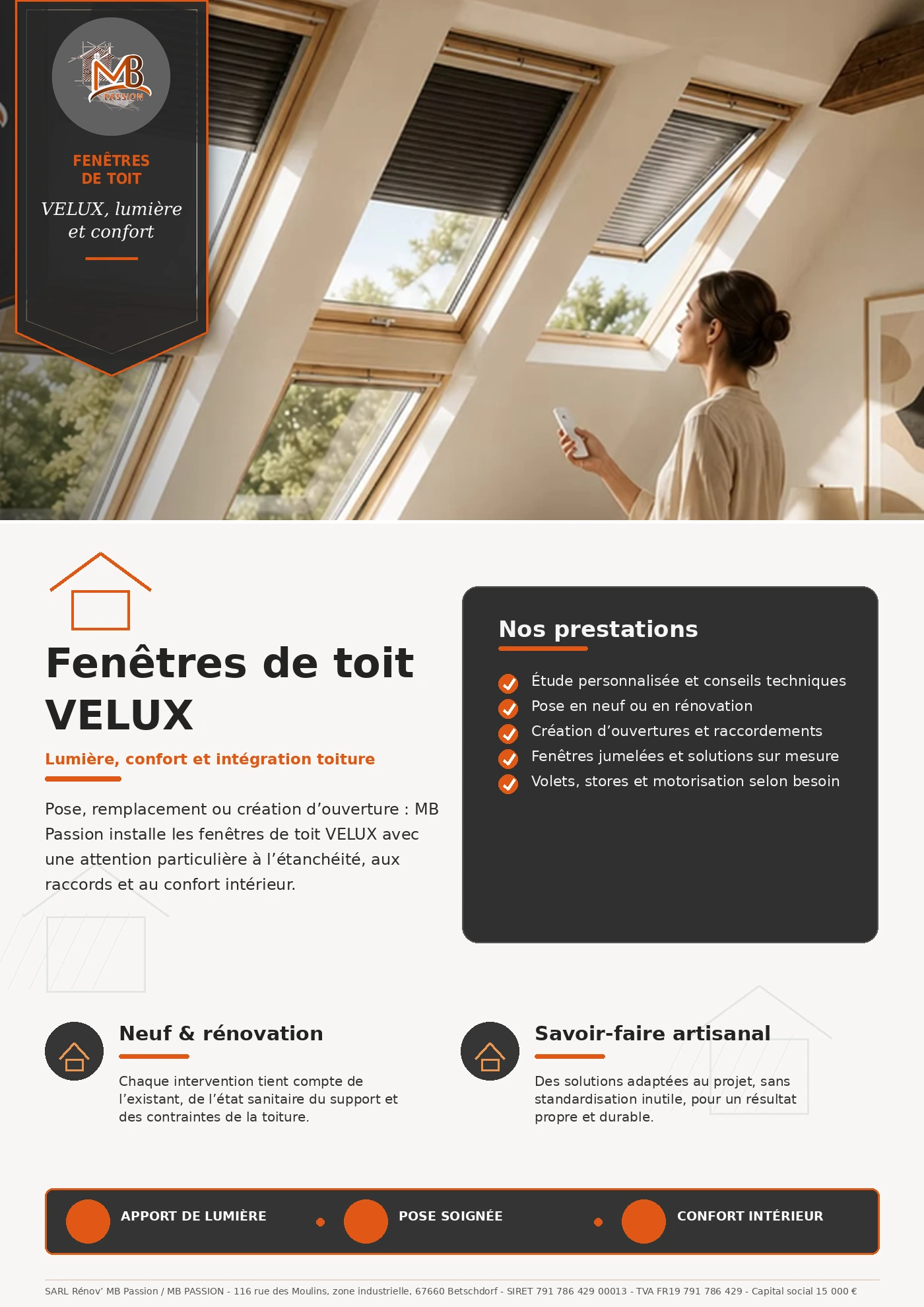 Pose et remplacement de fenêtres de toit VELUX en rénovation de toiture